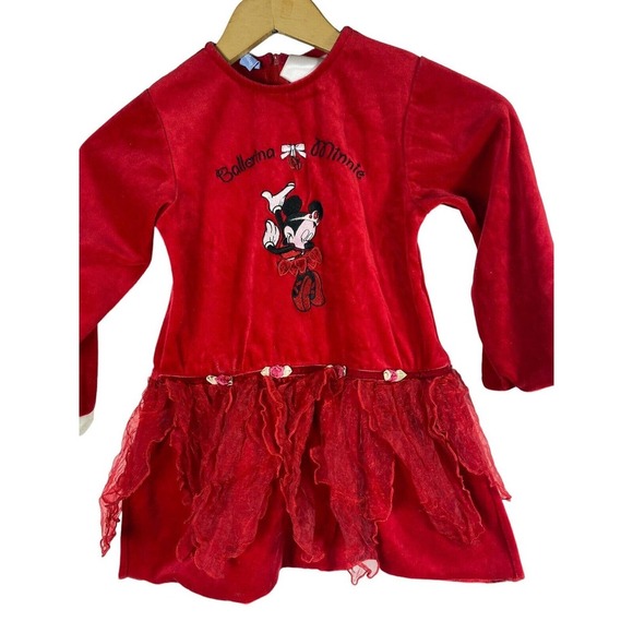 Minnie Mouse Dress Ballerina 5T World of Disney Red Velvet Party Christmas Vtg - Picture 7 of 10